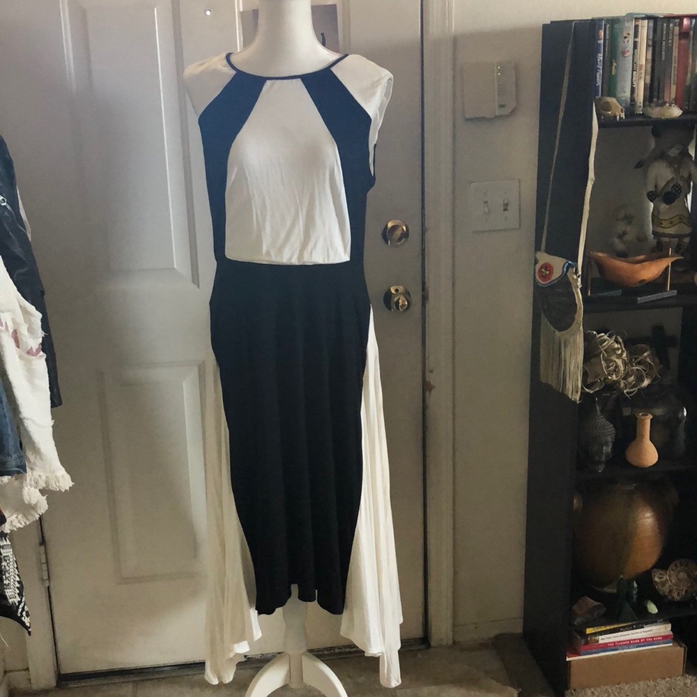 Black & Cream Ann Taylor Gorgeous Flared Dress